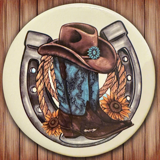 Horseshoe & Cowgirl Boots - Pocket Mirror