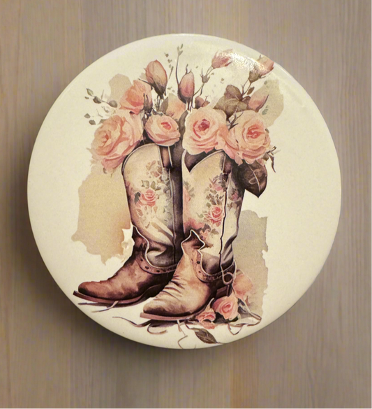 Floral Cowgirl Boots - Pocket Mirror